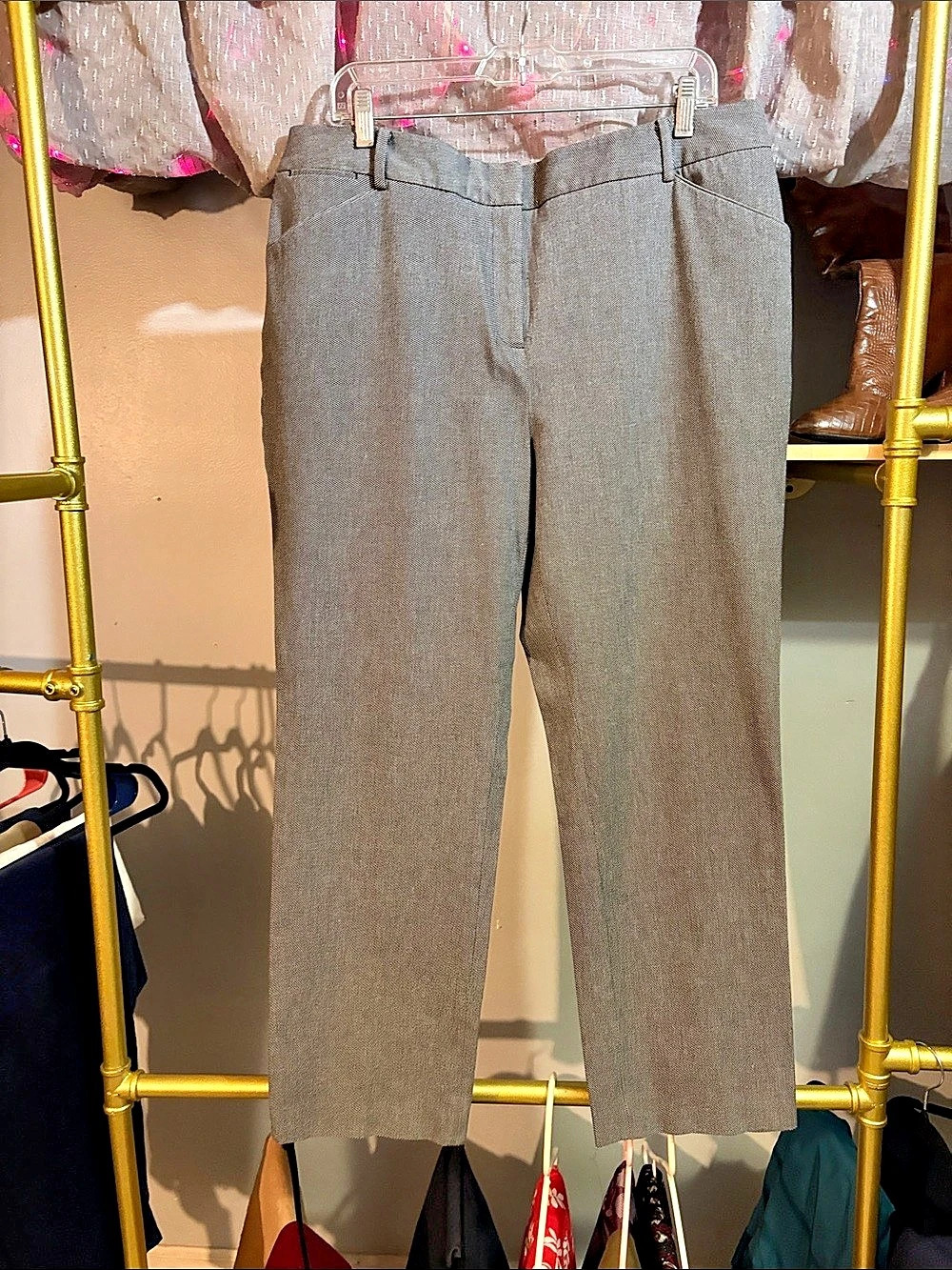 chicos Striped Ankle Pants in Gray & Black Size 3P Like New